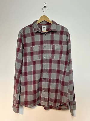 Element Shirt Men's Large Grey Red Flannel Checked Plaid Skateboard Adult • £19.99