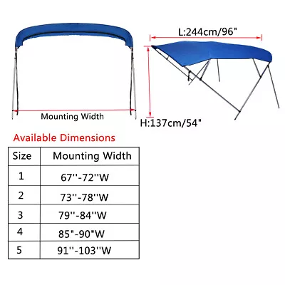 4 Bow Bimini Top Replacement Canvas Cover W/ Boot NO Frame Water UV Resistant • $35.99