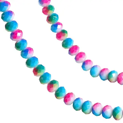 ❤ 65 X Faceted BRIGHTS Rondelle ABACUS Glass Spacer Beads 8mmx6mm Jewellery UK ❤ • £1.60