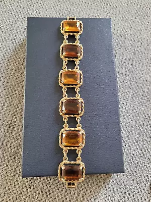 Vintage Sarah Coventry Bracelet Honey Amber Color Chunky Bracelet Gold Tone • $20