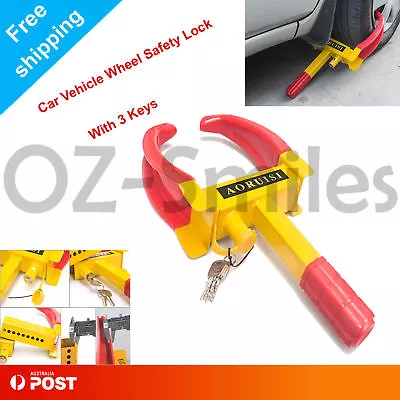 Wheel Clamp Lock Heavy Duty Vehicle Caravan Car Security Anti-theft 3keys • $23.27