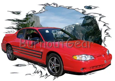 2004 Red Chevy Monte Carlo Custom Hot Rod Mountain T-Shirt 04 Muscle Car Tees • $21.99