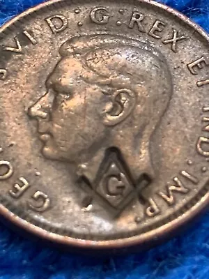 1942 Canadian Small Cent With Masonic Counter-Stamp! • $1.66