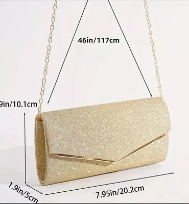 Women Fashion Glitter Clutch Wallet In Color Gold Weddings Parties • $15