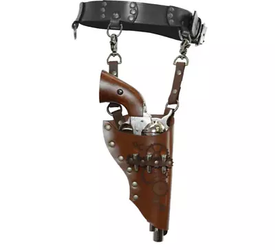 Wild West Cowboy Cosplay Gun Holster Costume Steampunk Pistol Leather Holder • $42.35