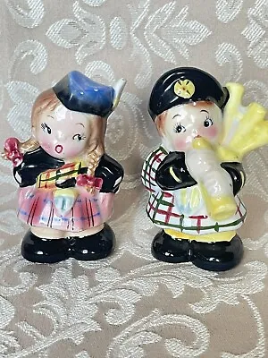 Vintage Py Japan Scottish Bagpiper And Highland Dancer Salt And Pepper Shakers • $17.33