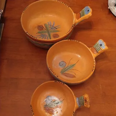 Antique Mexican Tlaquepaque Nesting Redware Clay Bowls • $75