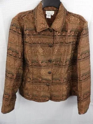 Coldwater Creek Copper Metallic Print Blazer Jacket Size Large NWOT • $29.99