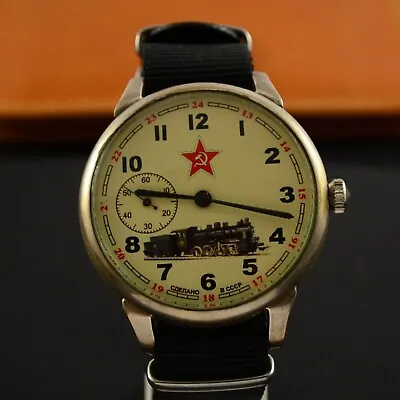 1949 ZIM LARGE SERVICED WRISTWATCH TRAIN Railroad Vintage Soviet USSR Watch • $189.99