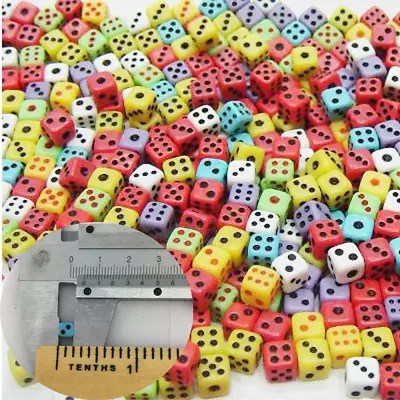 100 Assorted 1/5″ 5Mm D6 Mini Dice Game Dot Square Dice Set • $12.49