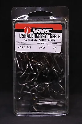 VMC 9626BN Black Nickel O'Shaughnessy Treble Hooks 4X - Size 5/0 - Short Shank • $16.79