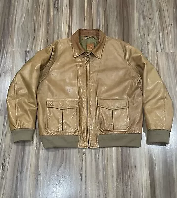 Eddie Bauer Leather Down Filled Zip Up Bomber Jacket Men’s Brown Size XXL • $199.99