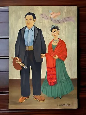 Frida Kahlo Artist Oil Painting Canvas Signed Stamped Hand Handmade Vintage Art • $249.90