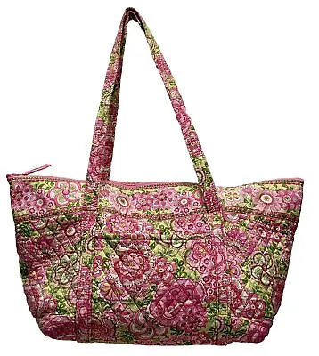 Large Quilted Duffle Bag Lightweight Carry On By Vera Bradley Pink Foral Cheetah • $22