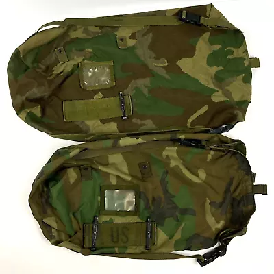 Lot 2 Military Carrying Protective Ensemble Gear Bag Sack Stuff Woodland Camo • $34.25