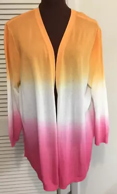$9.99 • Buy CHICO'S Dip Dye Ombre Open Front Cardigan Sweater Size 3