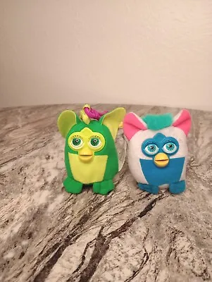 Furby Lot Of 2 Mcdonalds Keychain 2000 Clip Plush Toys Retro Vintage Green Blue  • $17.50