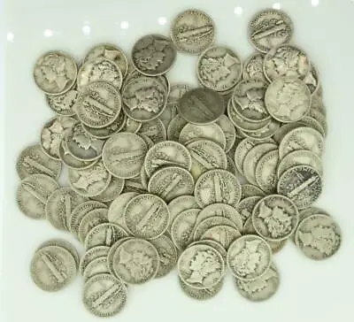 Mercury Dimes $10 Face Value 90% Silver 2 Rolls 100 Coin Bulk Lot Collection • $243.29