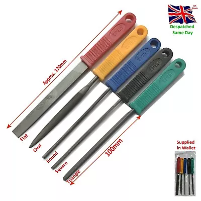 £4.89 • Buy 5pc Assorted Warding File Coloured Plastic Handle In Wallet Modelling Metal Work