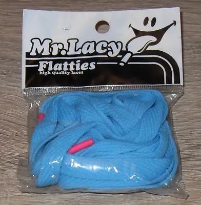 Mr Lacy Flattie Marine Blue / Neon Pink Laces 130cm • £8.08