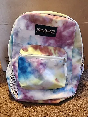 JanSport Superbreak Student Backpack (Tie-Dye White Pink Blue Green) - Used • £7.12