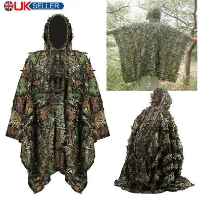 £17.99 • Buy Tactical 3D Leaf Woodland Cloak Ghillie Suit Outdoor War Game Airsoft Poncho