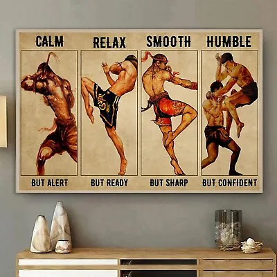 ✅ Retro Muay Thai Art Vintage Sports Prints Unframed Canvas Poster 30x40/40x60CM • £12.35