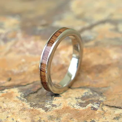 Hawaiian Design Jewelry Koa Wood Titanium Wedding Ring Band 3mm TRA-1007-03 • $51.79