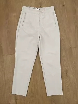 ZARA Women Cream High Waist Smart Casual Tailored Trousers Ankle Grazers Size M • £14.99