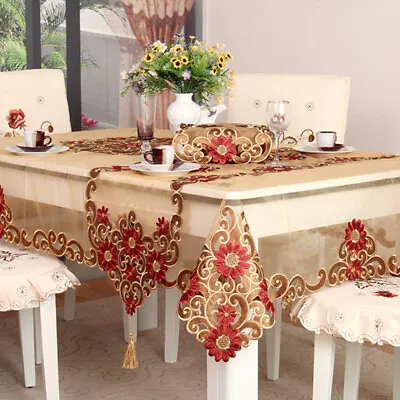 $10.87 • Buy Vintage Embroidered Lace Tablecloth Dining Table Runner Cover Wedding Home Decor