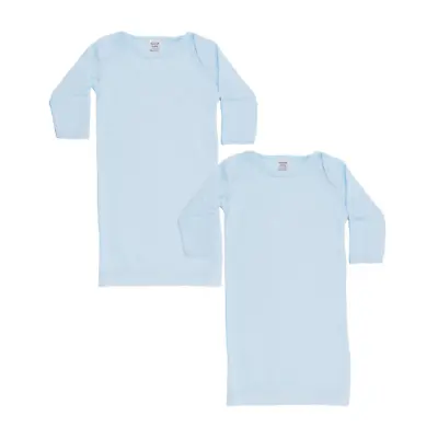 Baby Nightgown - Traditional Layette Nightie 2 Pack 0-3 Months White Blue Pink • £9.99