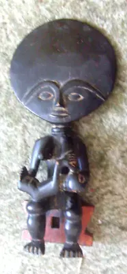 £9.99 • Buy African Traditional Hand Carved Wooden Figure - Mother Sitting Feeding Child
