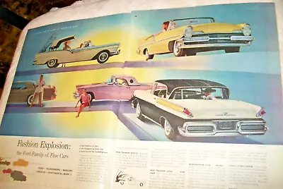 1957 Ford Skyliner Retractable Mercury T-Bird Lincoln 2-page Large-mag Car Ad • $9.95