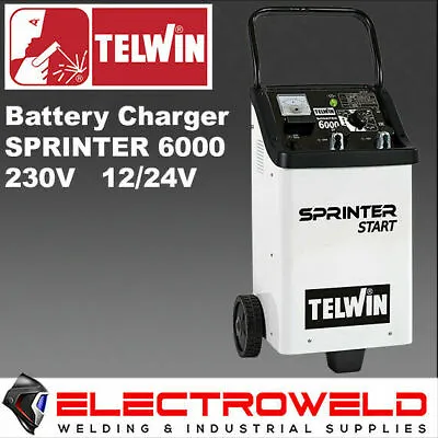 Telwin Battery Charger / Starter Sprinter 6000 On Wheels Vehicle Car 230v 12/24v • $655.84