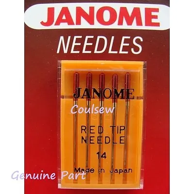 SEWING MACHINE NEEDLES JANOME RED TIP With Larger Eye For Metallic Thread Etc • £5.40