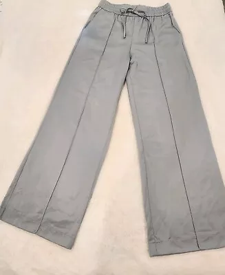 Zara Womens Pants Sz Med Gray Pull On High Rise Fasion  Straight Wide Leg • $19.99