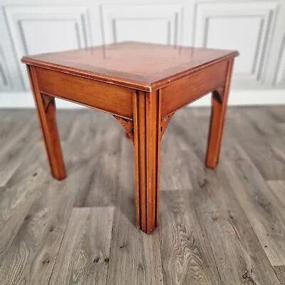 Vintage Wood Square Inlaid Coffee Table Side Table - Yew Burr Walnut? • £39.99