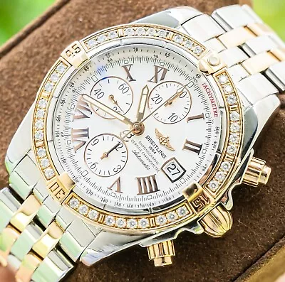 Breitling Chronomat Evolution FACTORY DIAMOND Rose Gold Complete Papers C13356 • $8995