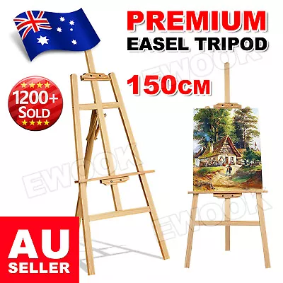 150cm Pine Wood Easel Artist Art Display Painting Shop Tripod Stand Adjustable • $29.95