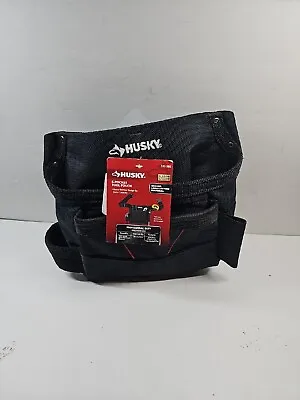 Husky 6 Pocket Carpenters Black Tool Belt Bag Tape Measure Clip Padded Belt • $21.99