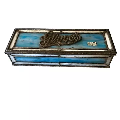 Glove Box Stained Glass Blue And White Felt Lined Vintage  • $26.59