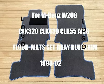  For M-Benz W208 CLK320 CLK430 CLK55 AMG FLOOR  MATS SET GRAY BLUE TRIM 1998-02 • $159.99