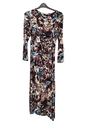 NEXT Ladies Multi Print Maxi Dress Ladies Long Sleeve Size 12 • £10