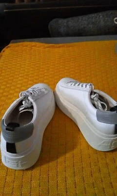 £80 • Buy Ash Moon Platform Trainers White Leather & Grey Rrp 165
