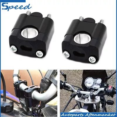 Black HandleBar Fat Bar Mount Clamps Risers Adaptor 7/8  To 1 1/8  Dirt Pit Bike • $14.44