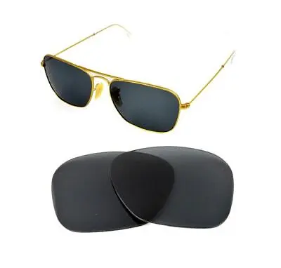 NEW POLARIZED REPLACEMENT BLACK LENS FIT RAY BAN CARAVAN 3136 58mm SUNGLASSES • $48.86