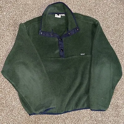 Vintage Woolrich Mens Pullover Fleece Polartec Green USA Size L Snap Buttons • $29.99