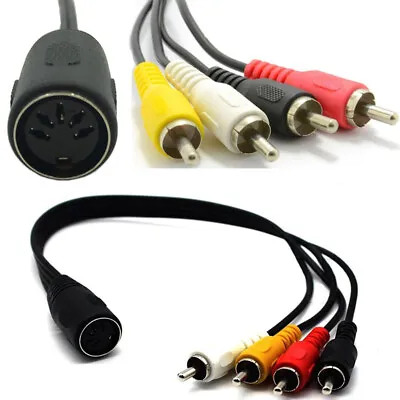 Din 5 Pin Female 5Pin To 4 RCA Phono Male Jack Adapter Audio Video Cable Cord • $3.99