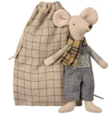 New Maileg Winter Mouse Father In Bag Discontinued NWT • $89.99