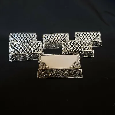 Vtg Name/Place Card Holders Silver Metal Set Of 6 • $25